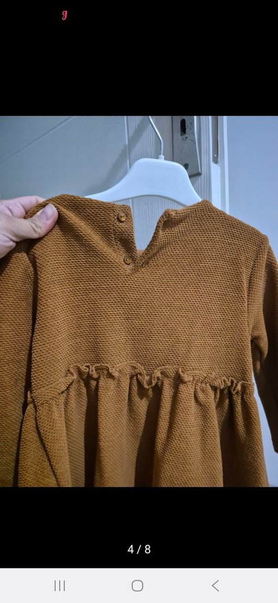 Kız Çocuk Kahverengi Uzun Kollu Elbise - Görsel 4