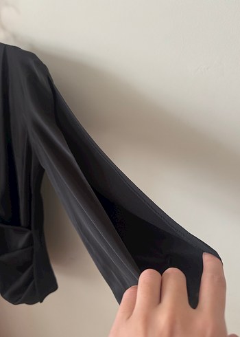 Nocturne Kruvaze Siyah Saten Gömlek - Görsel 4