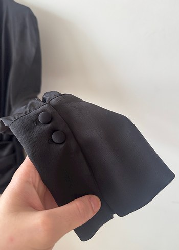 Nocturne Kruvaze Siyah Saten Gömlek - Görsel 6