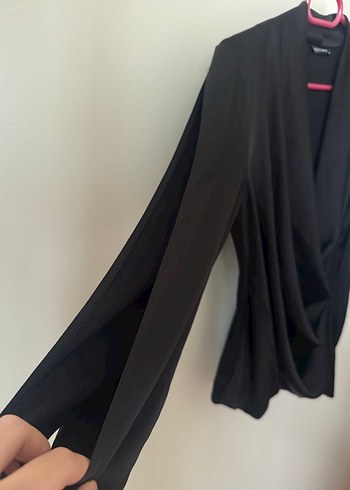 Nocturne Kruvaze Siyah Saten Gömlek - Görsel 5