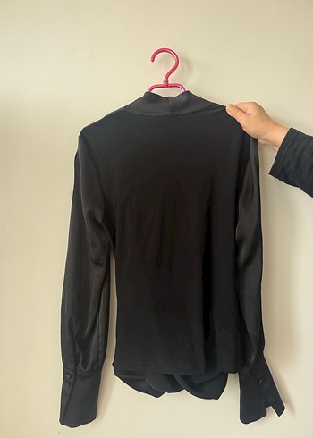 Nocturne Kruvaze Siyah Saten Gömlek - Görsel 2