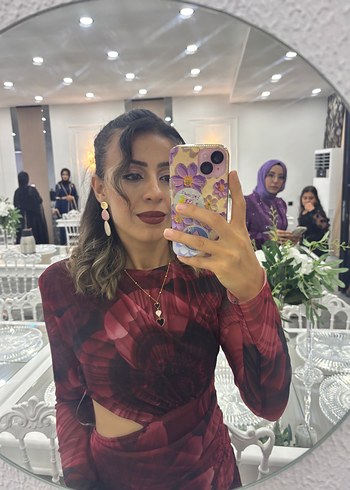 Diğer Bordo Bağlamalı Uzun Elbise