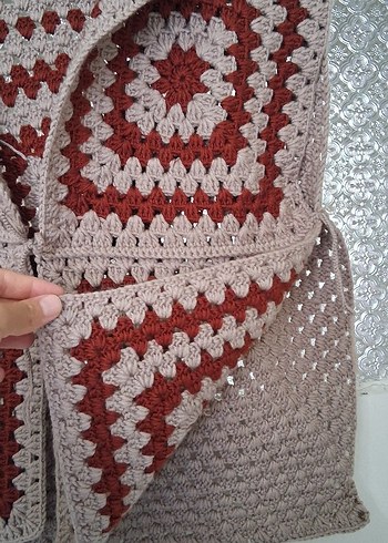 Bohem Örgü Kadın Yelek V Yakalı - Görsel 4