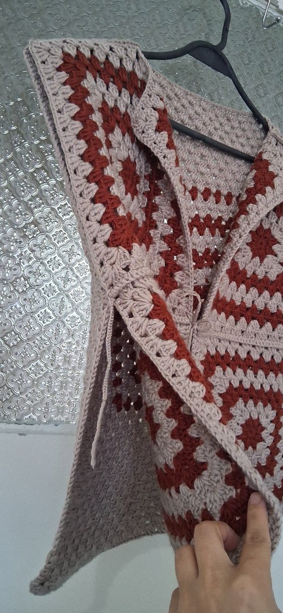 Bohem Örgü Kadın Yelek V Yakalı - Görsel 3