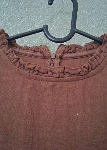 Kadın Kahverengi Uzun Keten Elbise - Görsel 2