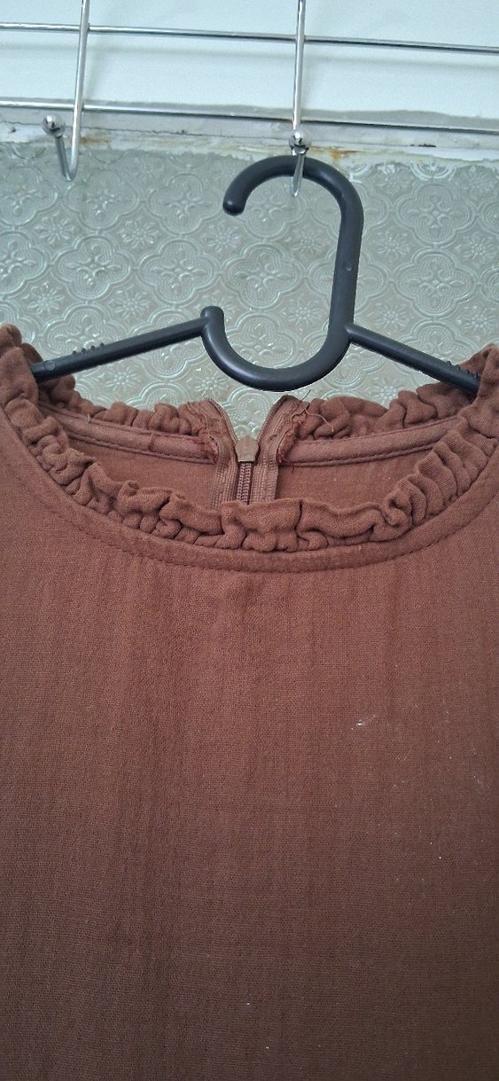 Kadın Kahverengi Uzun Keten Elbise - Görsel 2