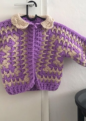 Bohem Tarzı Mor Kız Örgü Hırka - Görsel 2