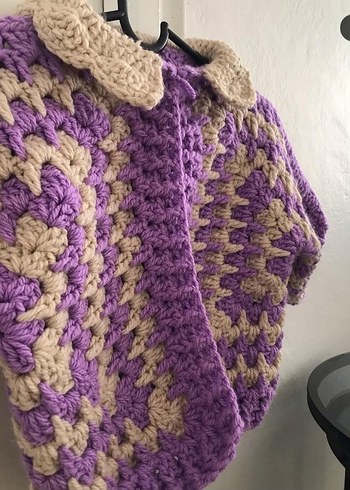 Bohem Tarzı Mor Kız Örgü Hırka - Görsel 3