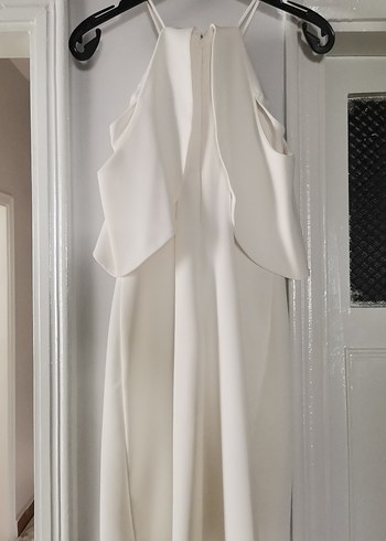 Beyaz Midi Mini abiye elbise - Görsel 3