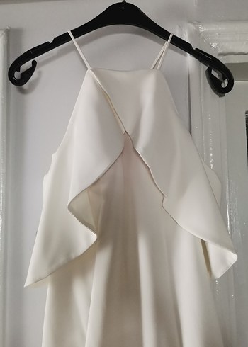 Beyaz Midi Mini abiye elbise - Görsel 2