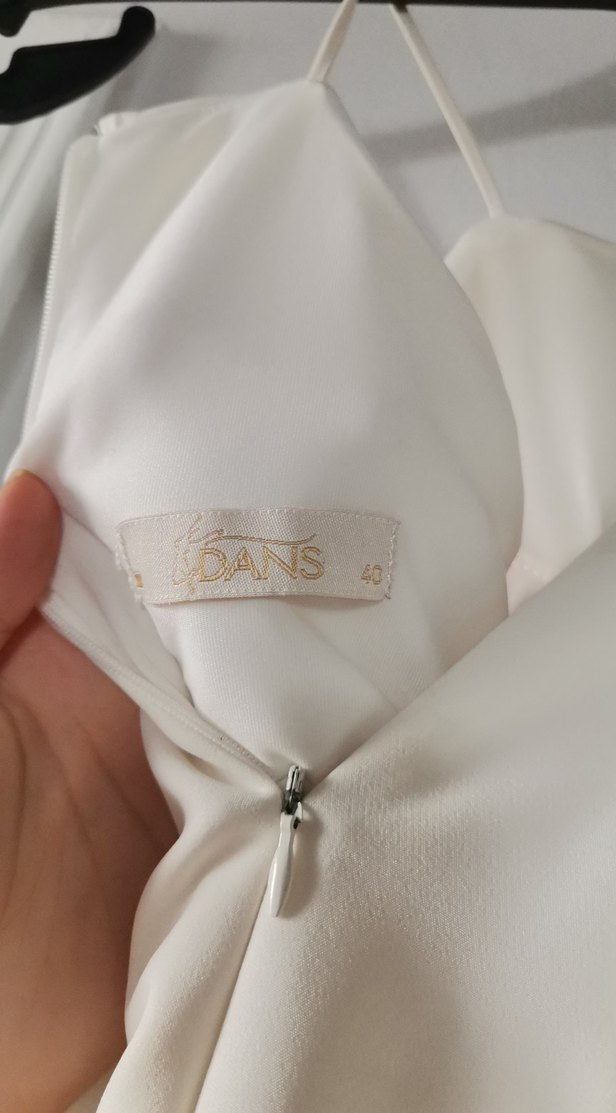 Beyaz Midi Mini abiye elbise - Görsel 4