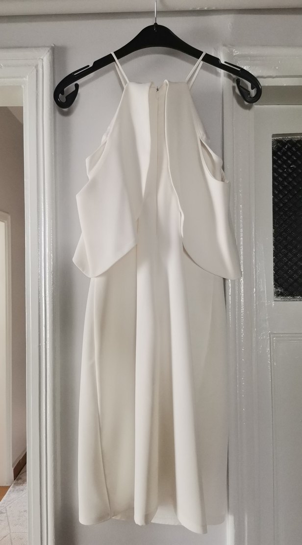 Beyaz Midi Mini abiye elbise - Görsel 3