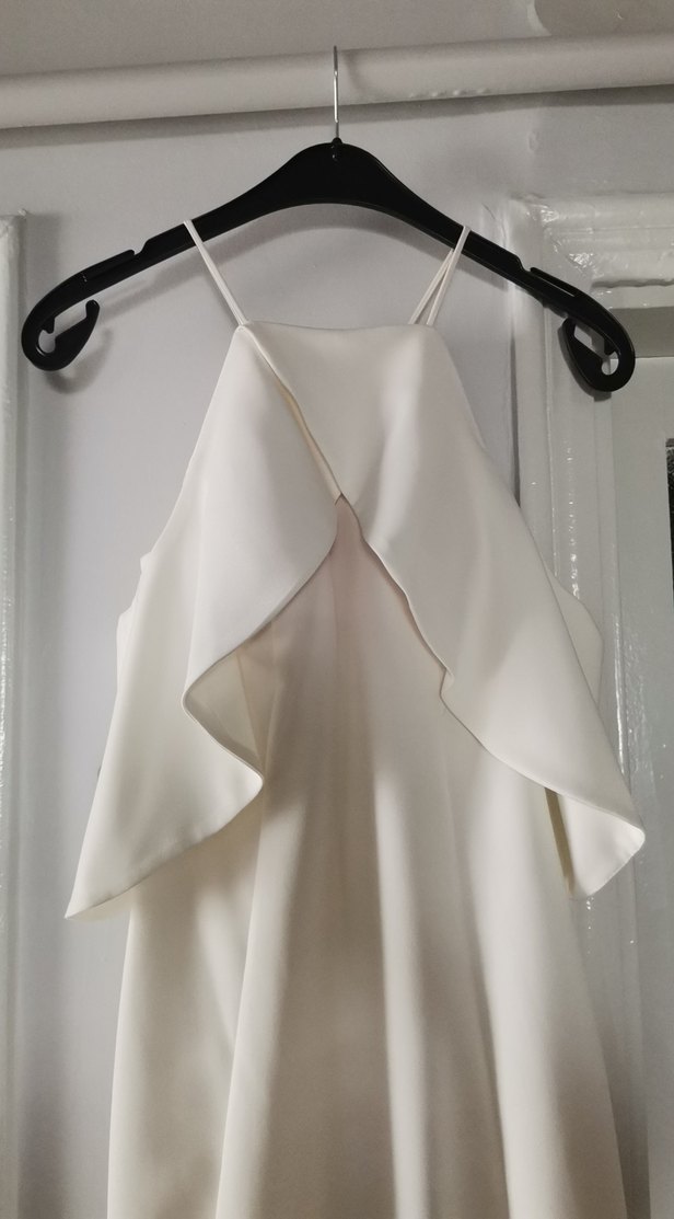 Beyaz Midi Mini abiye elbise - Görsel 2