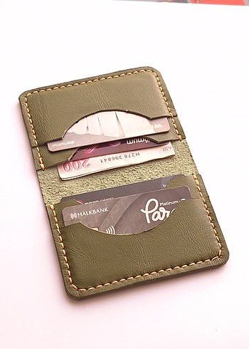 Gerçek Deri Minimal Kartlık Yeşil - Görsel 5