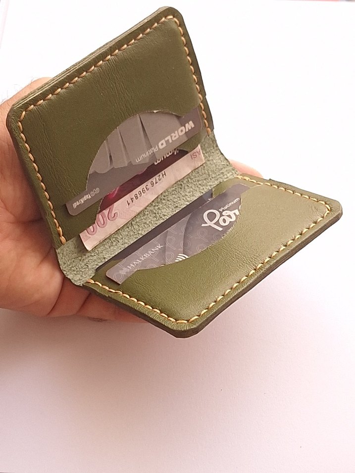 Gerçek Deri Minimal Kartlık Yeşil - Görsel 4