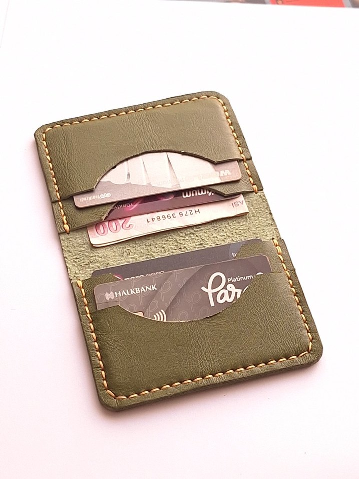 Gerçek Deri Minimal Kartlık Yeşil - Görsel 5