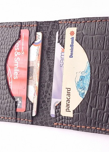 Siyah Hakiki Deri Yılan Derisi Desenli Kartlık - Görsel 3