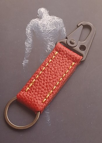 Kırmızı Hakiki Deri Erkek Anahtarlık - Görsel 3