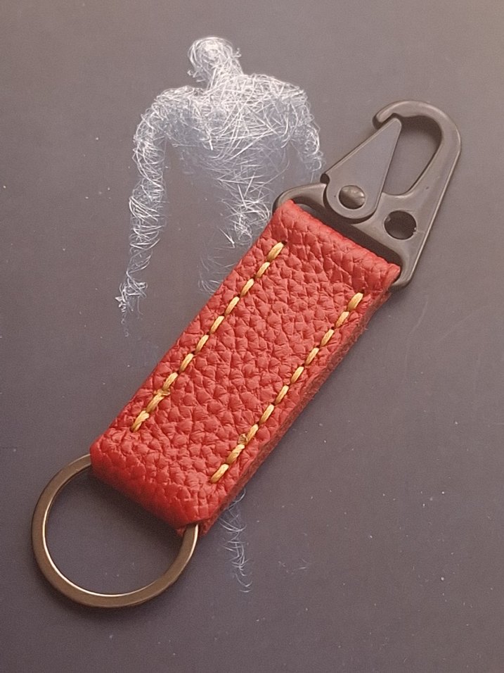 Kırmızı Hakiki Deri Erkek Anahtarlık - Görsel 3