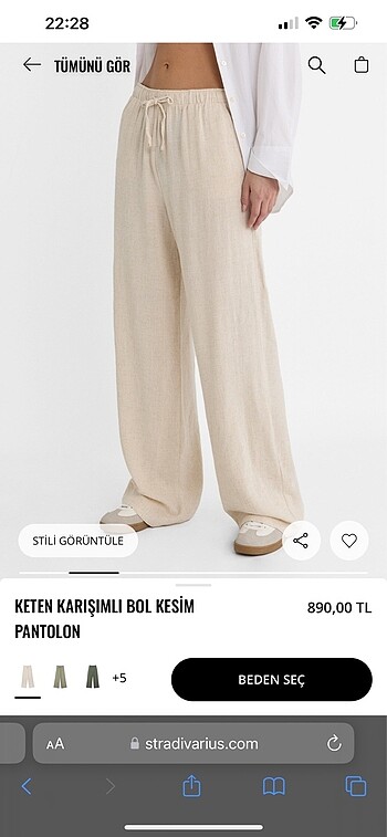 Stradivarius keten pantolon
