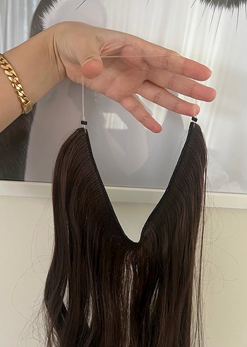 Sentetik kahverengi takma saç - Görsel 3