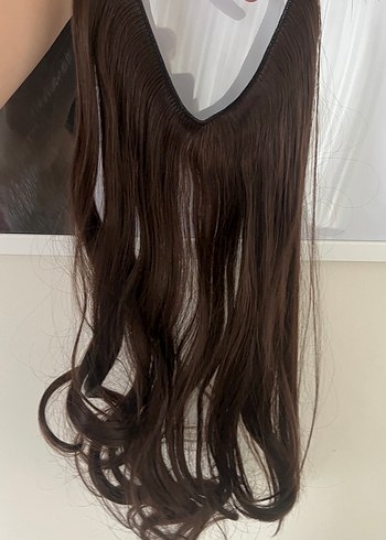 Sentetik kahverengi takma saç - Görsel 4