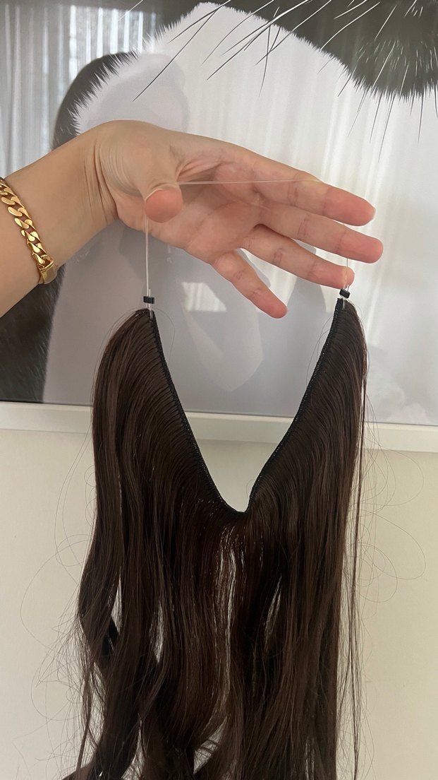 Sentetik kahverengi takma saç - Görsel 3