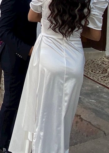 Beyaz uzun yıtmaçlı elbise - Görsel 2