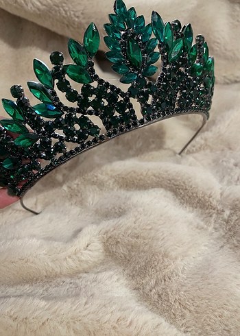 Yeşil Parlak Taşlı Kadın Tacı - Görsel 2