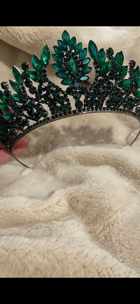 Yeşil Parlak Taşlı Kadın Tacı - Görsel 3