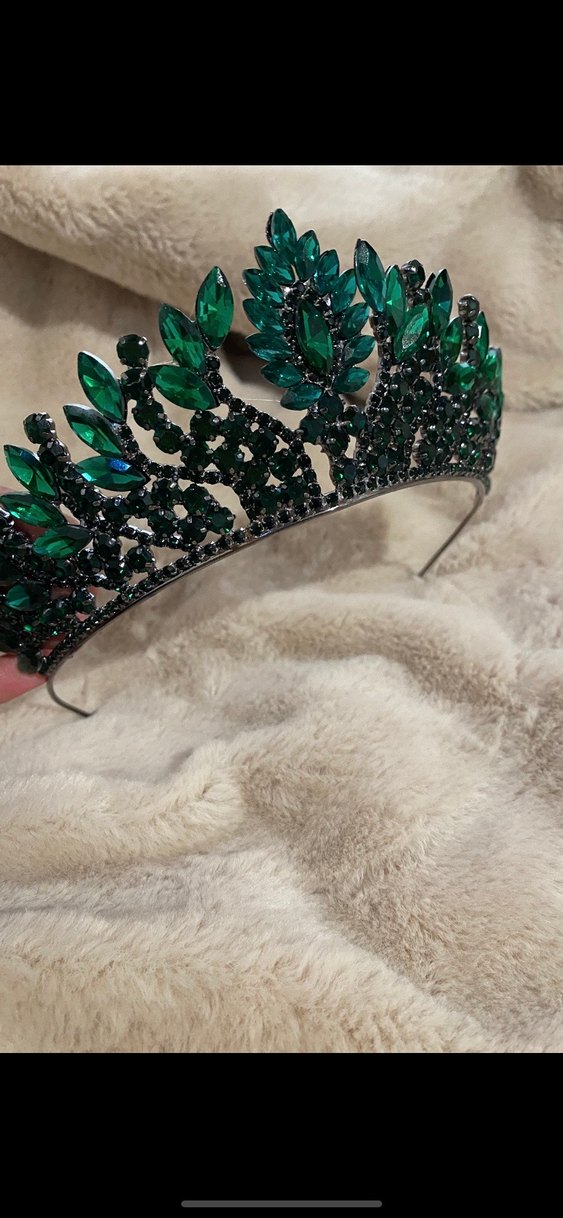Yeşil Parlak Taşlı Kadın Tacı - Görsel 2