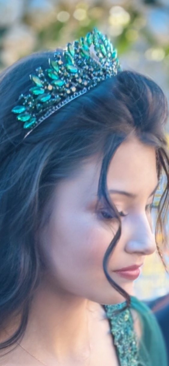 Yeşil Parlak Taşlı Kadın Tacı - Görsel 4