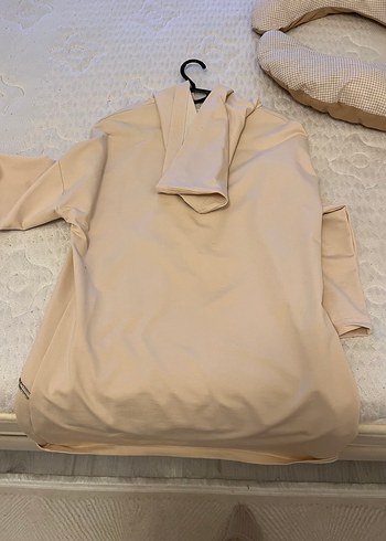 Bej Kapüşonlu Kadın Sweatshirt - Görsel 2