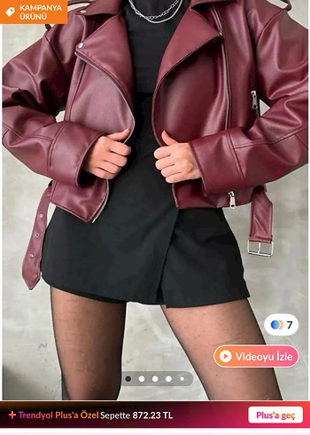 m Beden bordo Renk Bordo Kadın Deri Biker Ceket