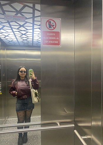 m Beden Bordo Kadın Deri Biker Ceket
