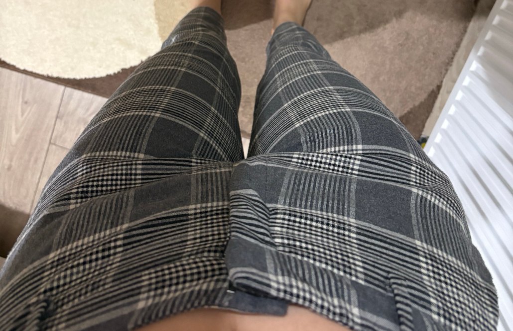 Ekose Desenli H&M Gri Kumaş Kadın Pantolon - Görsel 2