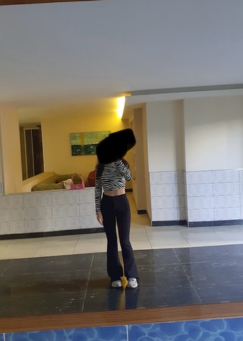 s Beden siyah Renk Kadın Siyah Flare Kumaş Pantolon