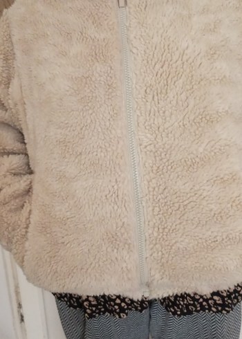 Kadın Bej Peluş Fermuarlı Ceket - Görsel 2
