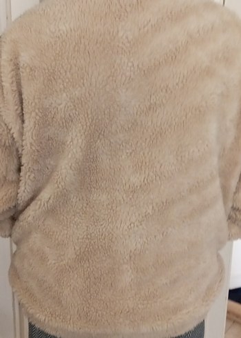 Kadın Bej Peluş Fermuarlı Ceket - Görsel 5