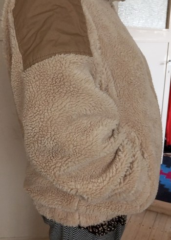 Kadın Bej Peluş Fermuarlı Ceket - Görsel 3