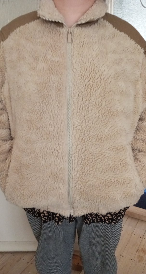 Kadın Bej Peluş Fermuarlı Ceket - Görsel 4