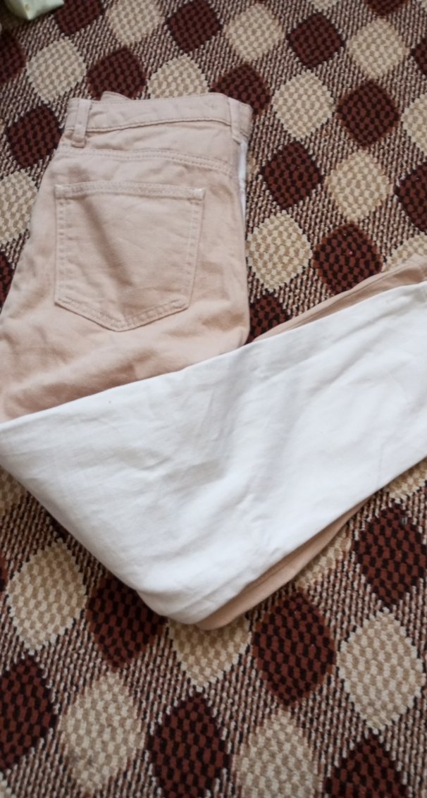 Bej-Beyaz Kadın Midi Boy Kot Pantolon - Görsel 3