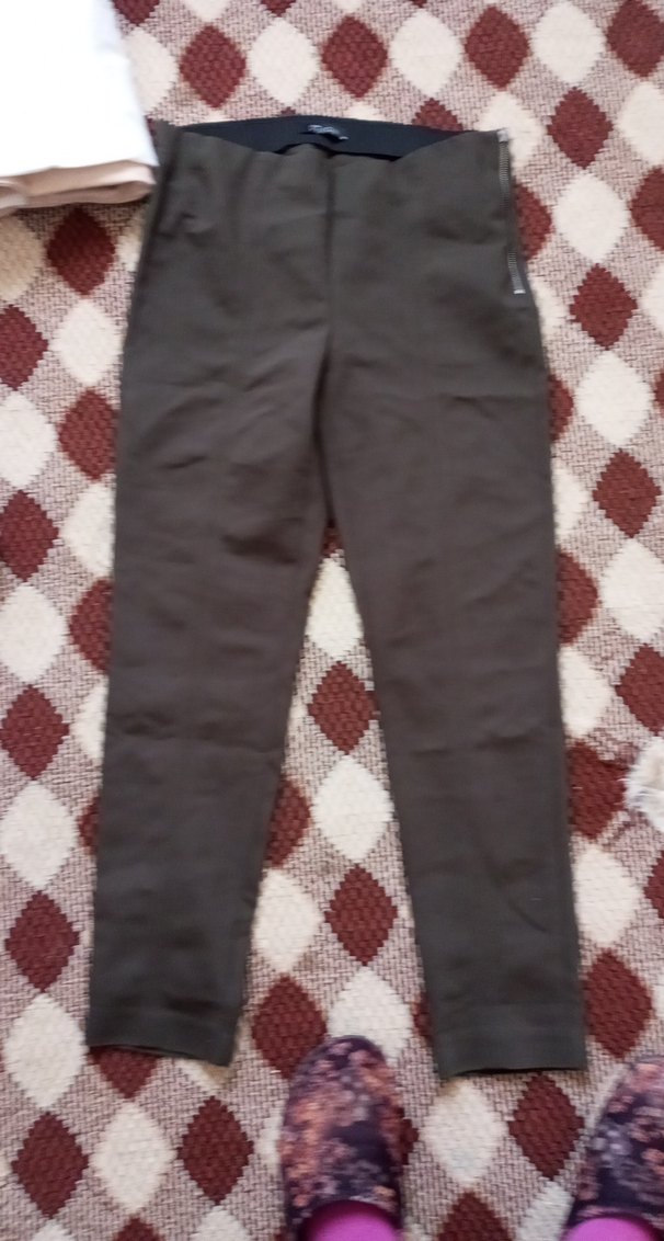 Kadın Gri Midi Kumaş Pantolon Fermuarlı - Görsel 3