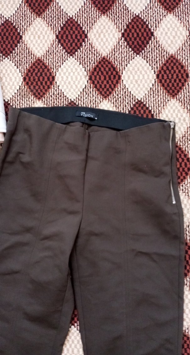 Kadın Gri Midi Kumaş Pantolon Fermuarlı - Görsel 2