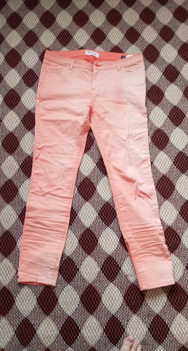 Pembe Bağlama Desenli Midi Kumaş Pantolon - Görsel 2