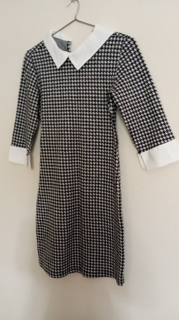 Düğmeli, Midi Boy, Gri Desenli elbise - Görsel 2