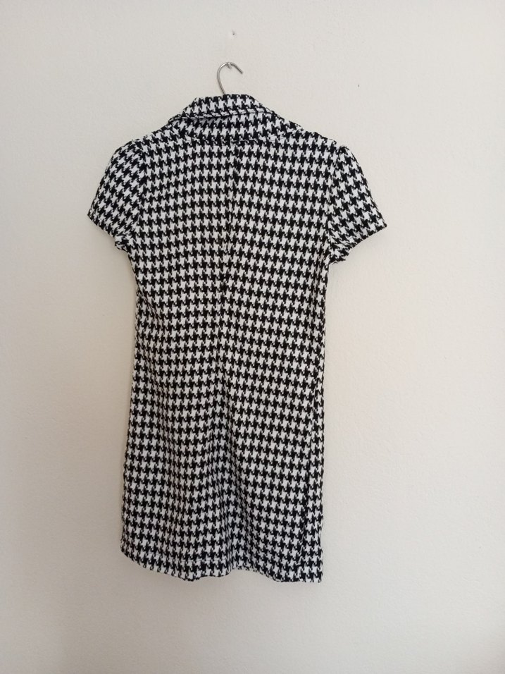 Gri Desenli Kısa Kollu Midi Elbise - Görsel 3