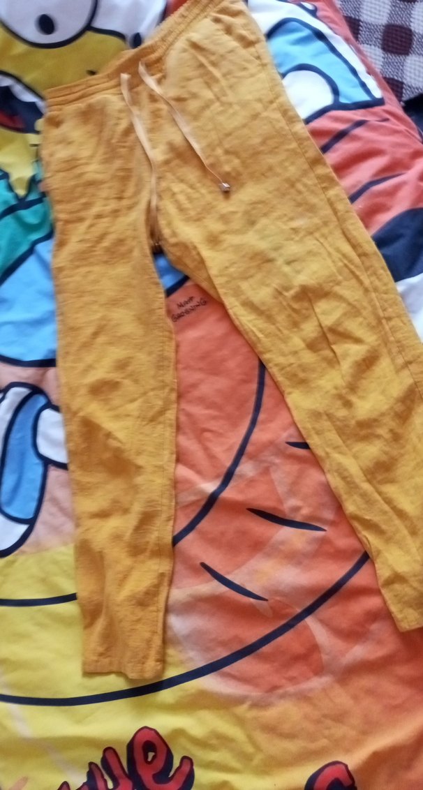 Sarı Salaş Keten Kadın Pantolon - Görsel 3