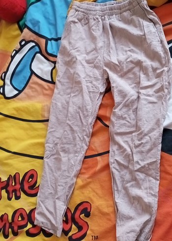 Bej Rahat Kesim Keten Kadın Pantolon - Görsel 3