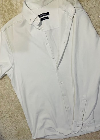 Düğmeli Beyaz Erkek uzun Kollu Gömlek - Görsel 3